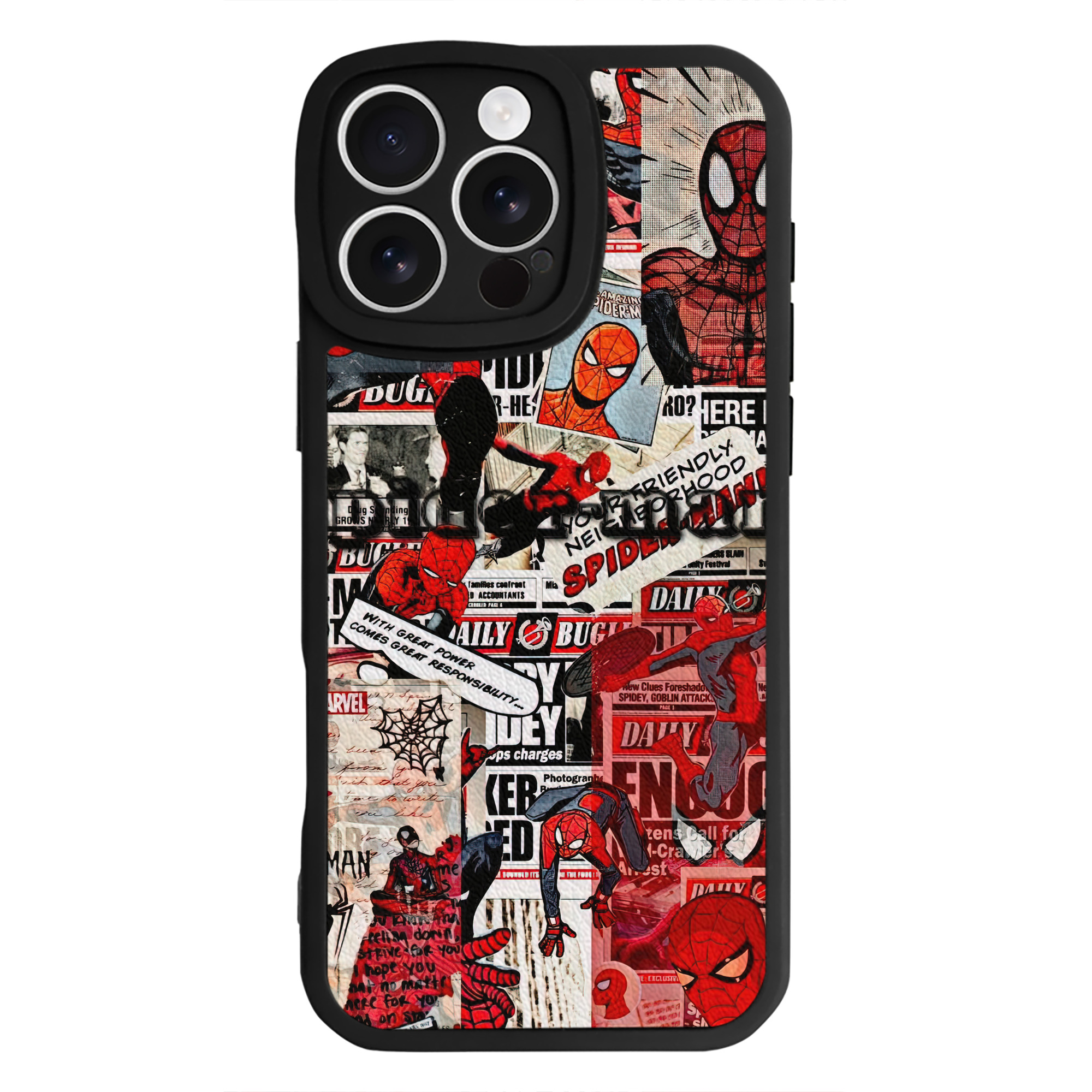Spider Man スパイダーマン 【iPhone 16シリーズ対応】シリコンスマホケース（レザー調） 材質：シリコン